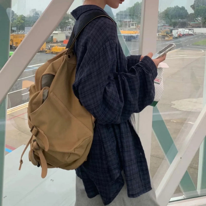 Oversized Plaid Button-Up Shirt