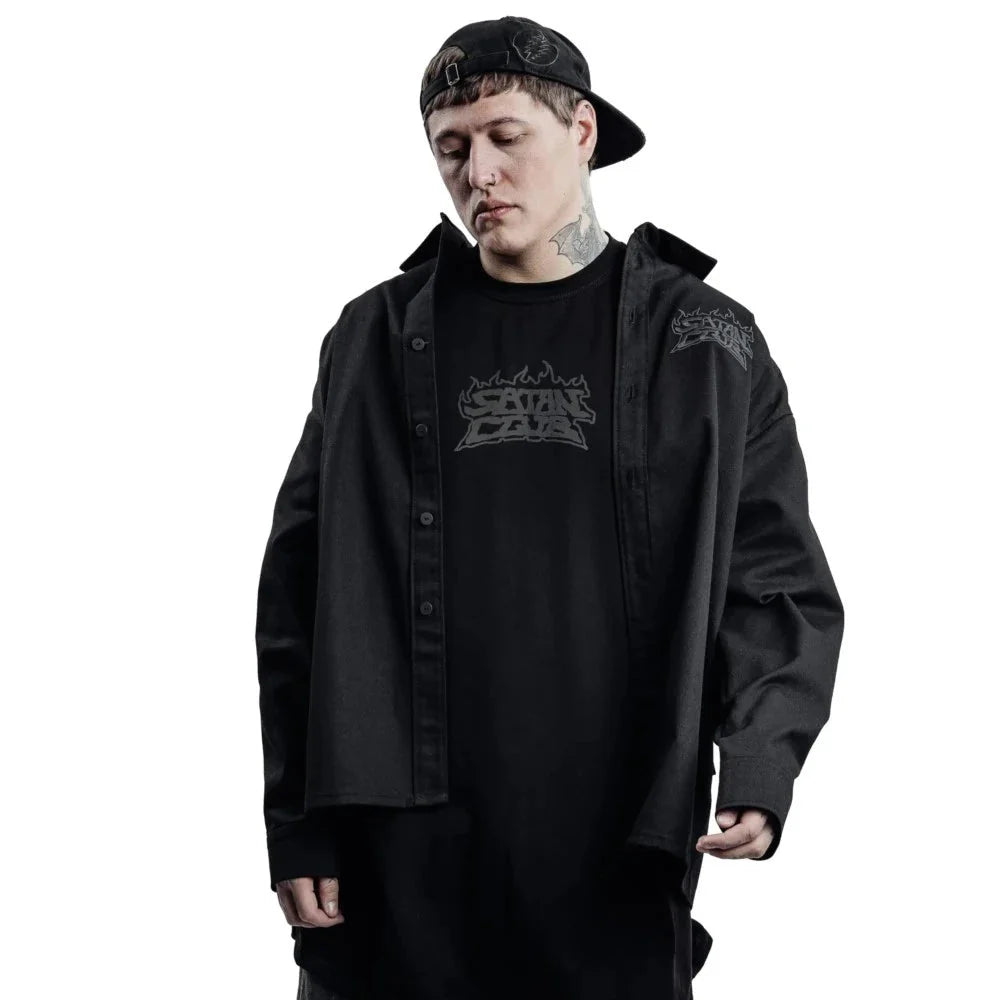 Oversized Gothic Graphic Long Sleeve Shirt