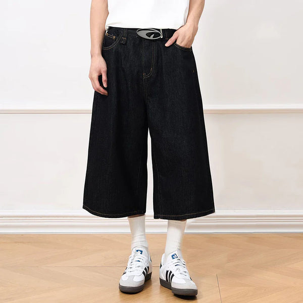Vintage Black Baggy Denim Shorts