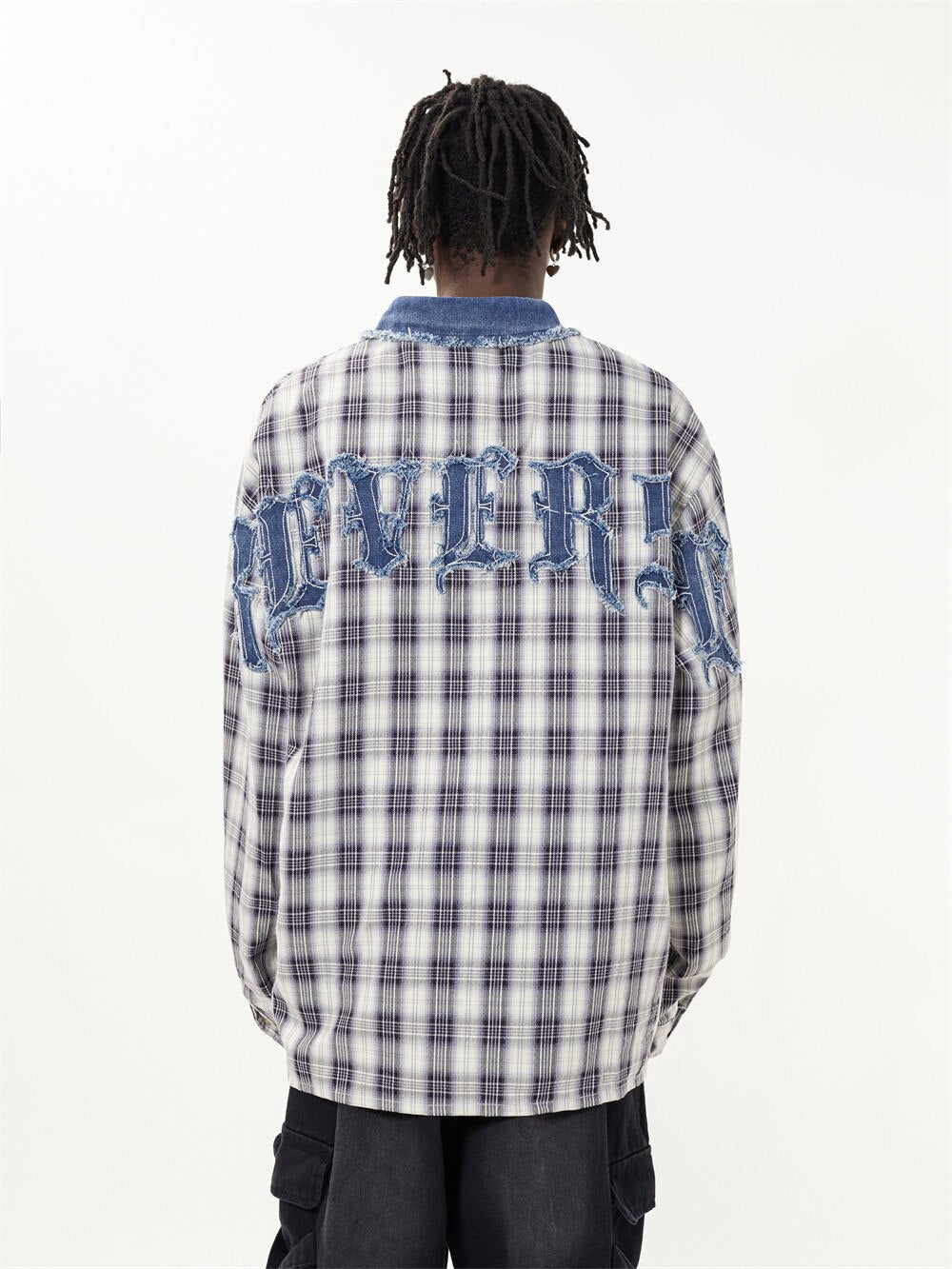 Patch Letter Embroidered Long Sleeve Shirt