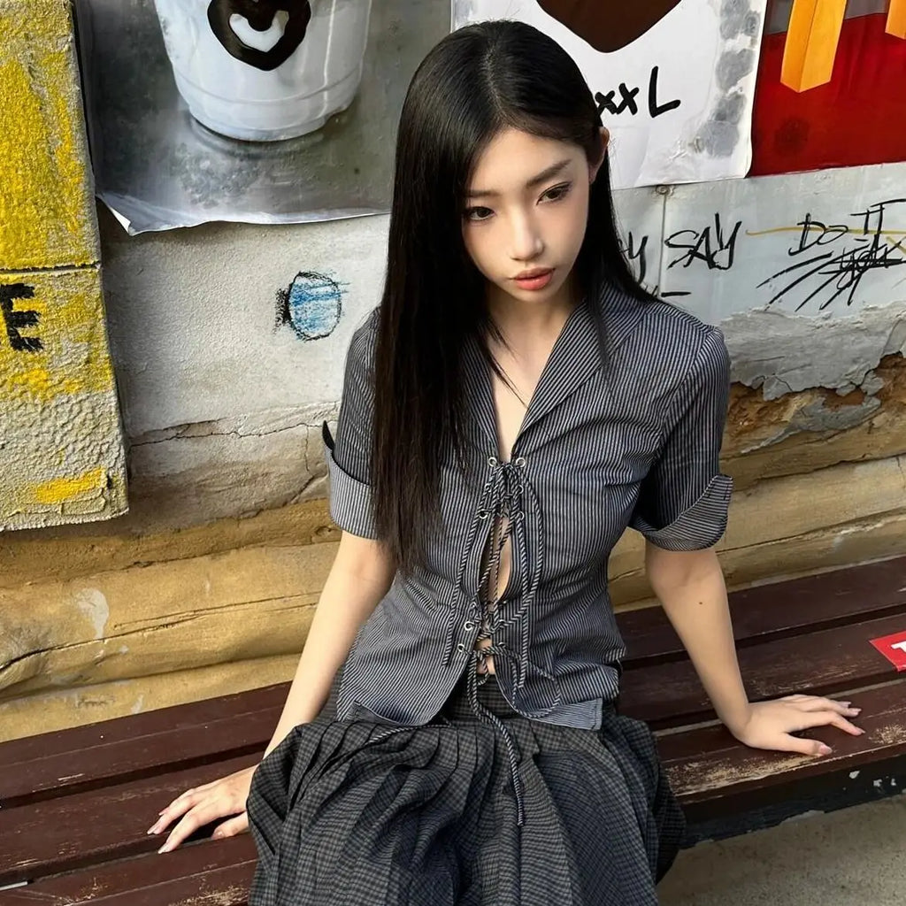 Tie-Front Button-Up Shirt