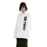 Oversized Papa Letter Print Lon Shirt