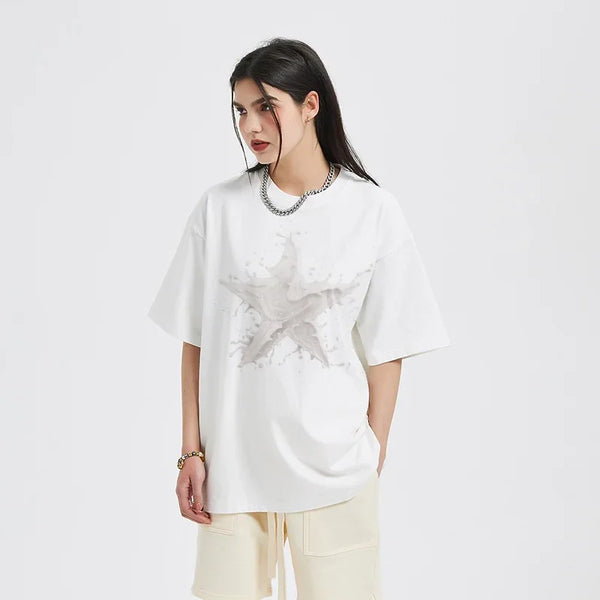 Splashing Milk Star Graphic T-shirt