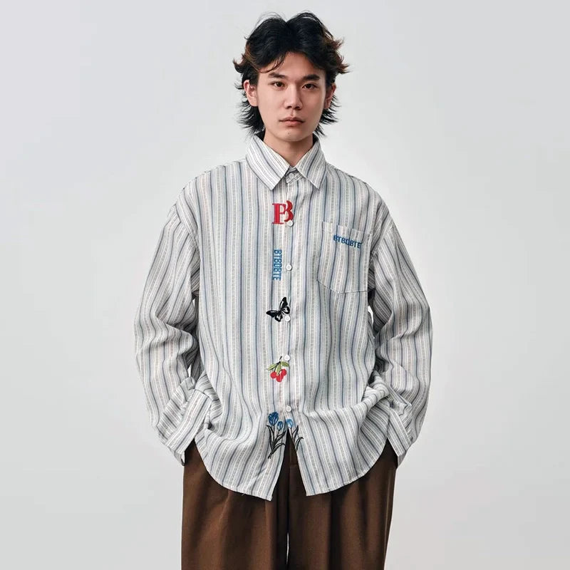 Oversize Embroidered Casual Long Sleeve Shirt