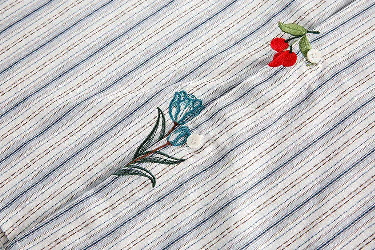 Oversize Embroidered Casual Long Sleeve Shirt