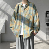 Retro Plaid Loose Casual Men Shirt