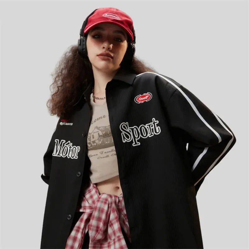 Motorcycle Oversized Black Shirt