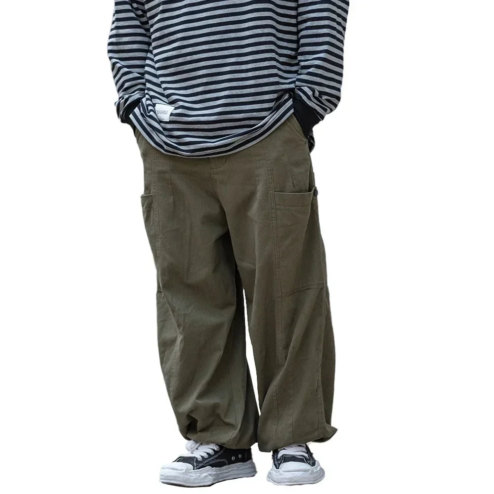 Solid Color Loose Fit Cargo Pants