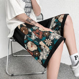 Japanese Streetwear Embroidered Flower Short