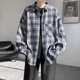 Retro Plaid Loose Casual Men Shirt