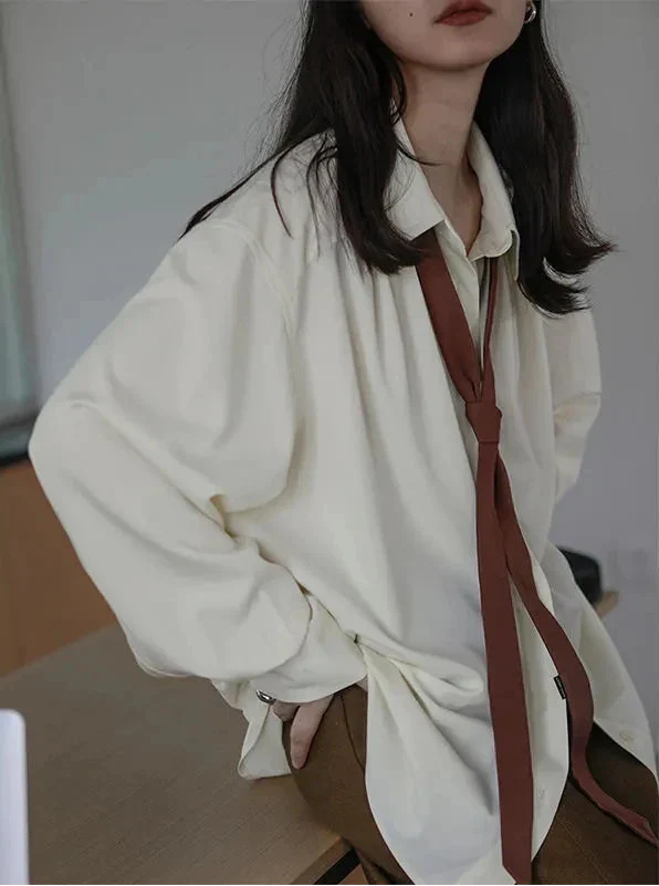 Chic Korean Style Oversized Button-Up Shirt