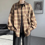 Retro Plaid Loose Casual Men Shirt