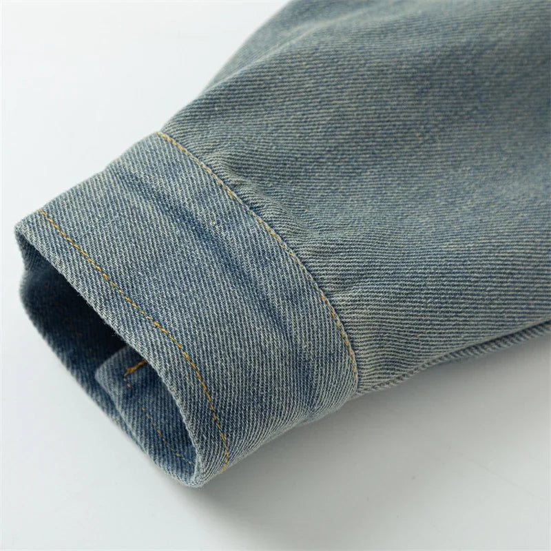 Elegant Blue Denim Blouses Women Shirt