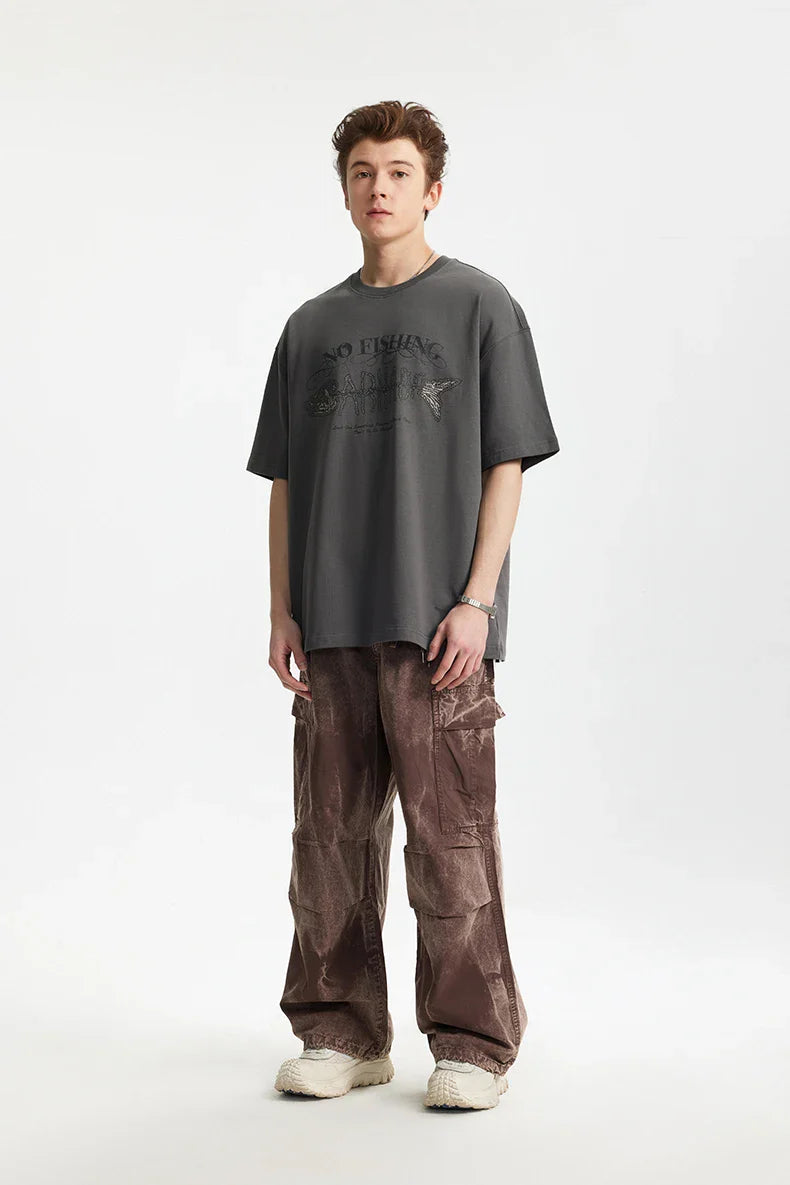 No Fishing Graphic Print Summer T-Shirt