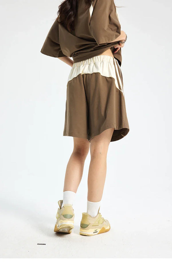 Baggy Patchwork Striped Shorts