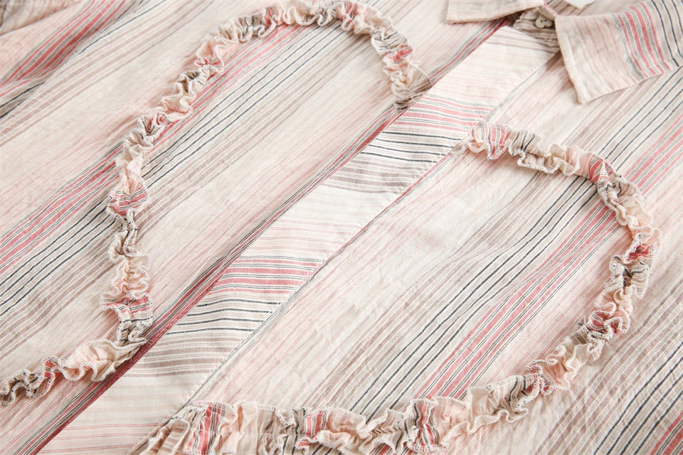 Heart Embroidery Long Sleeve Shirt