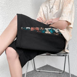 Japanese Streetwear Embroidered Flower Short