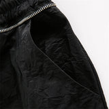 Solid Black Drawstring Shorts
