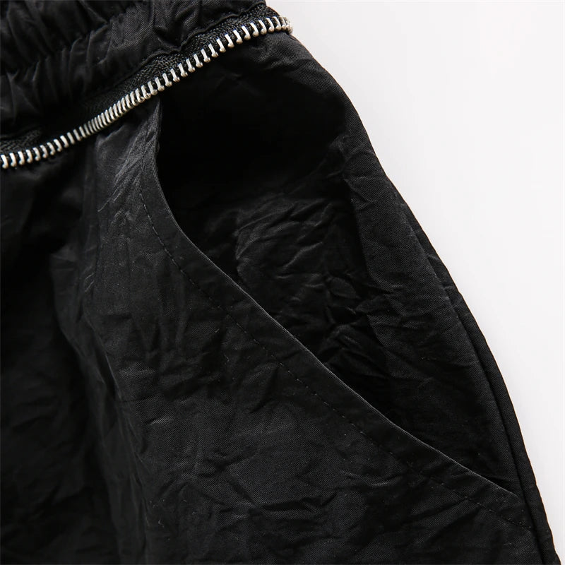 Solid Black Drawstring Shorts