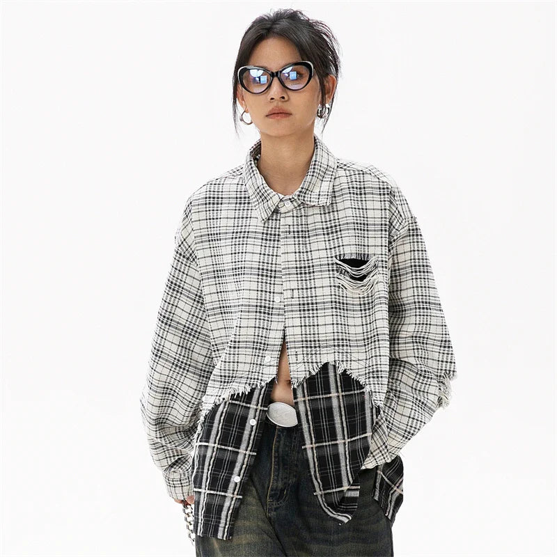 Women's Plaid Patchwork Shirt
