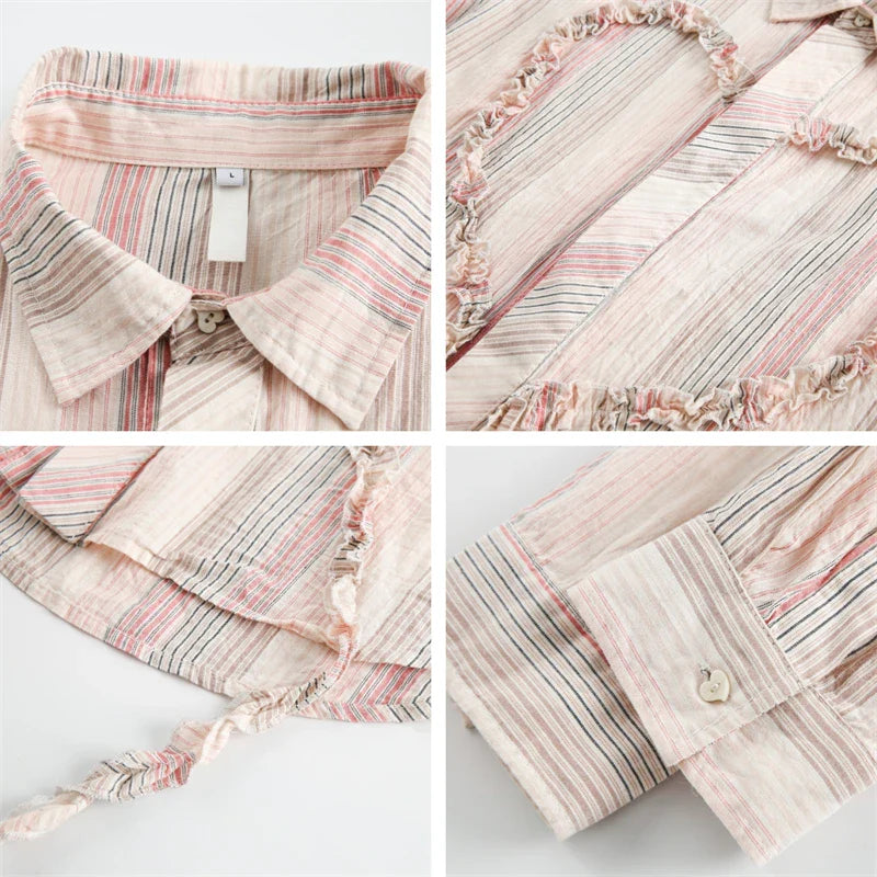 Heart Embroidery Long Sleeve Shirt