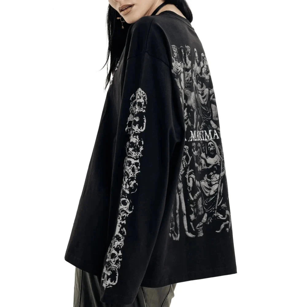 Oversized Graphic Print Long Sleeve Shirt