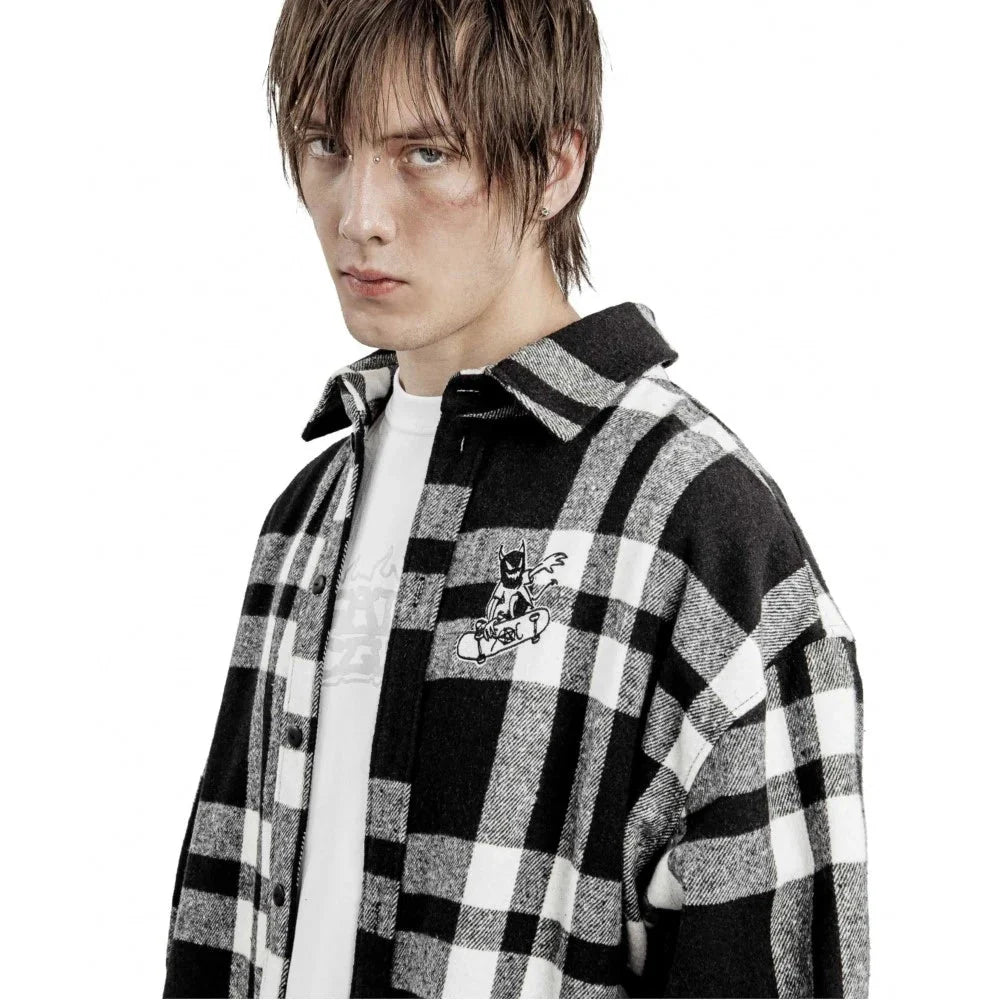 Oversized Embroidered Graphic Print Long Shirt