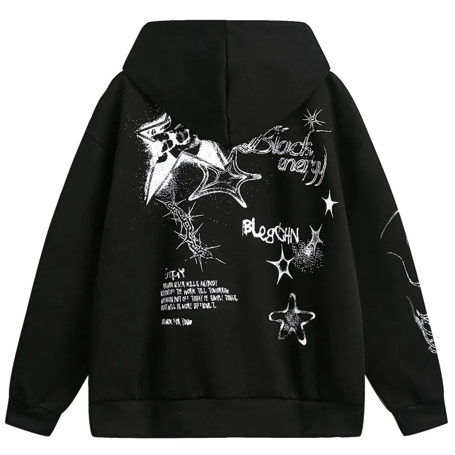 Bold Graffiti Oversized Hoodies & Shirt