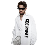 Oversized Papa Letter Print Lon Shirt
