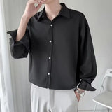 Korean Style Solid Pattern Shirt