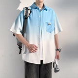 Oversized Gradient Casual Short-Sleeved Shirt