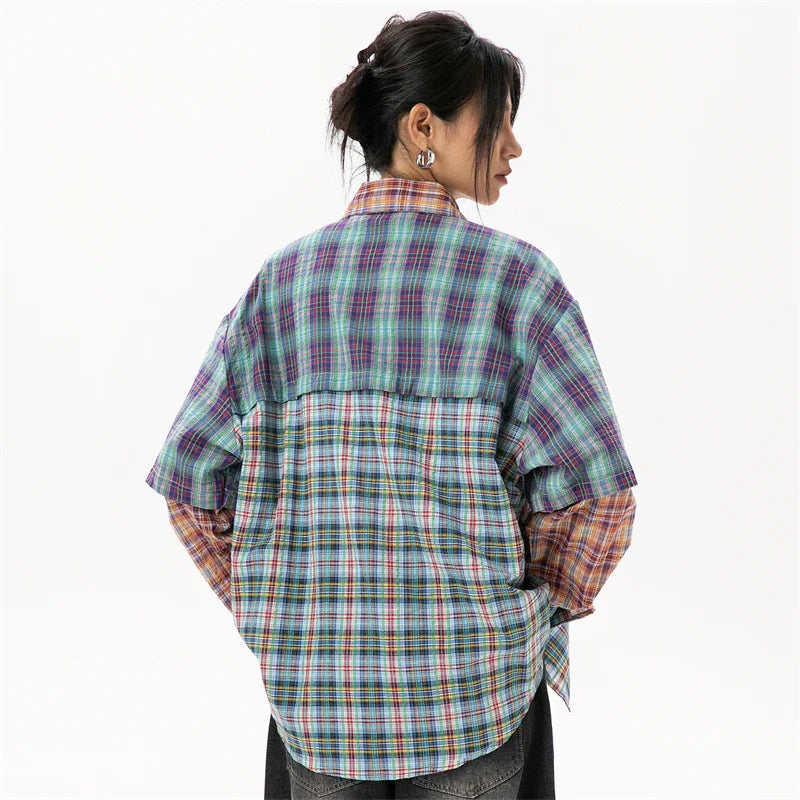 Women's Patchwork Plaid Shirt