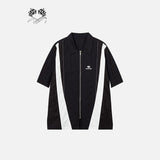 Splicing Color Zip-up Shirt
