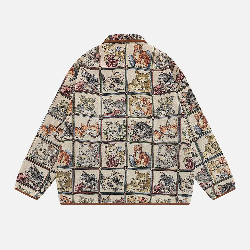 Vintage Cat Embroidered Bomber Jackets