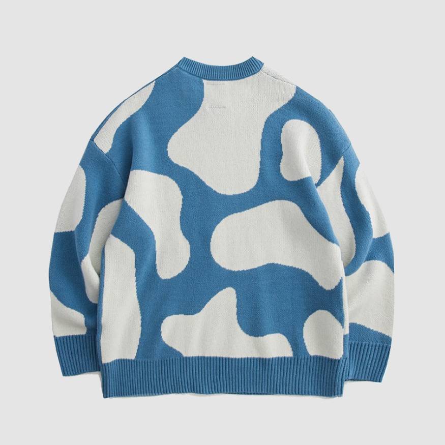 Cow Pattern Colorblock Sweater