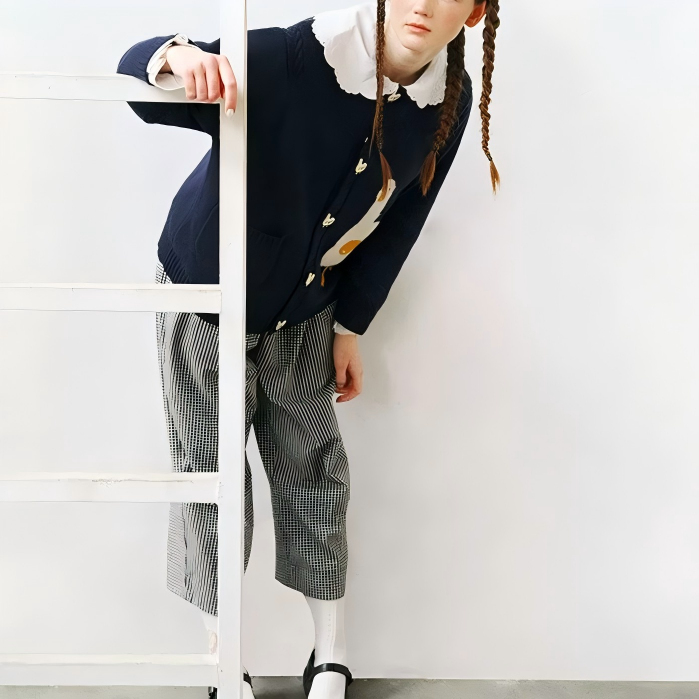 Childlike Duck Pattern Cardigan Sweater