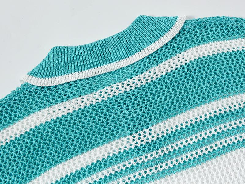 Retro Striped Knit Polo