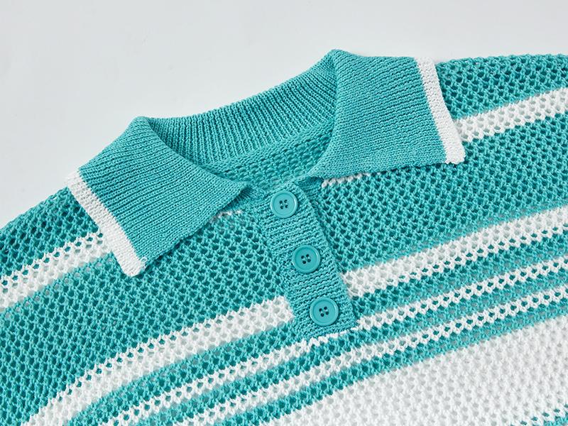 Retro Striped Knit Polo