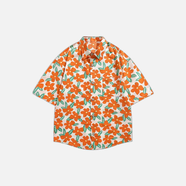 Trendy Hawaiian Floral Print Short-Sleeve Shirt