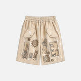 Graffiti Print Loose Casual Short