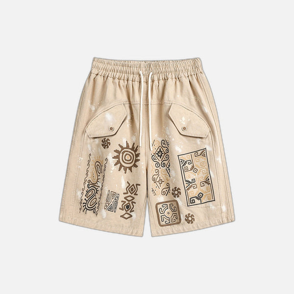 Graffiti Print Loose Casual Short