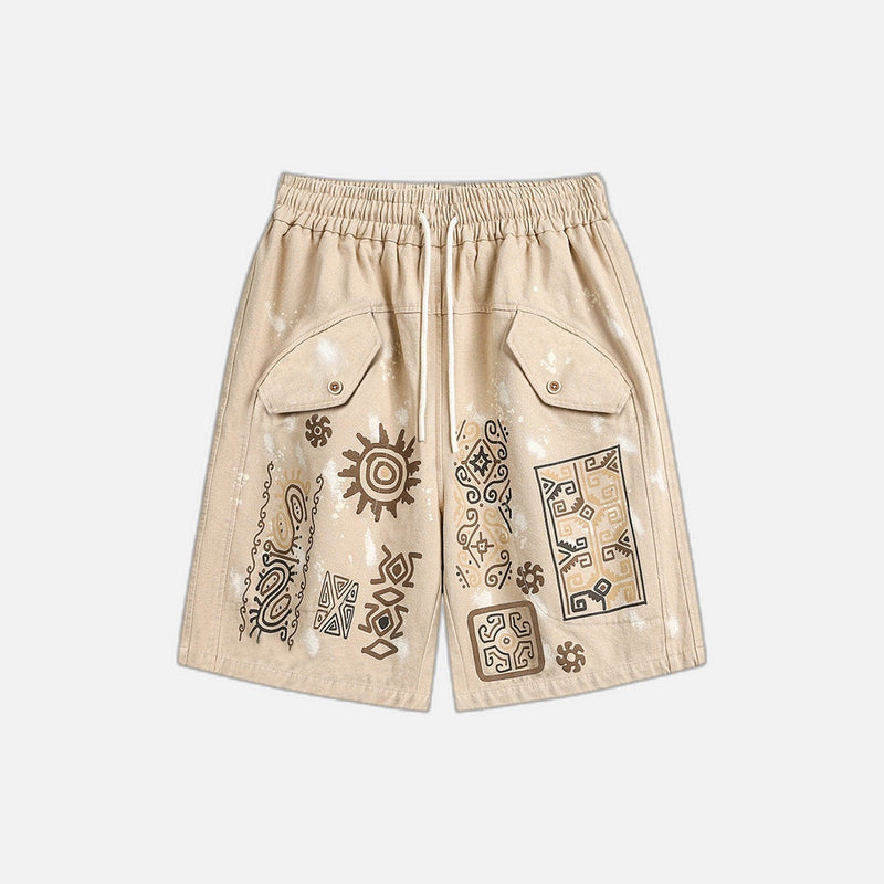 Graffiti Print Loose Casual Short