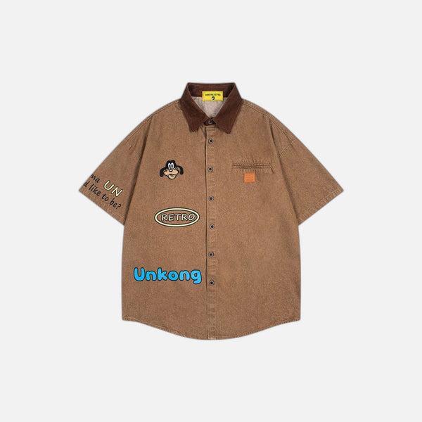 Mickey Mouse Washed Denim Summer Shirt