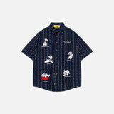 Vibrant Striped Casual Cartoon Shirt