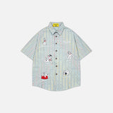 Vibrant Striped Casual Cartoon Shirt
