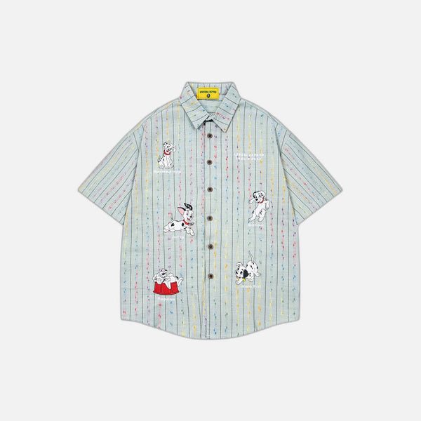 Vibrant Striped Casual Cartoon Shirt