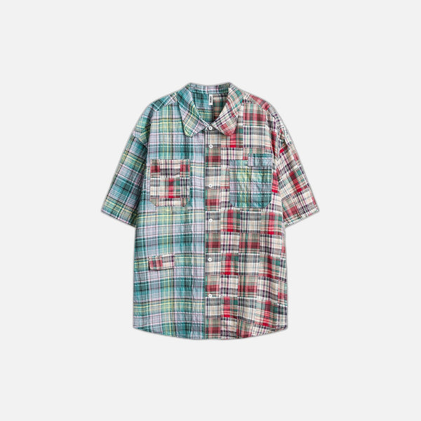 Plaid Short Sleeved Mens Casual Shirt