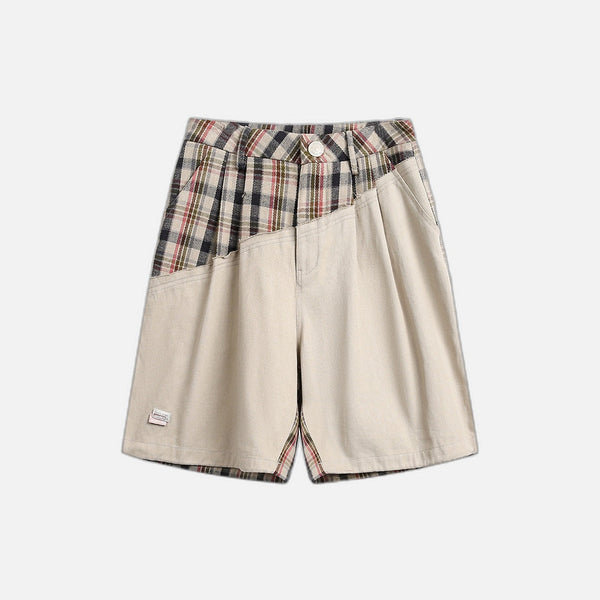 Plaid Distinctive Irregular Loose Pleated Pants