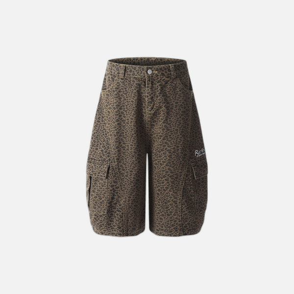 Leopard Denim Wide Leg Tooling Pants