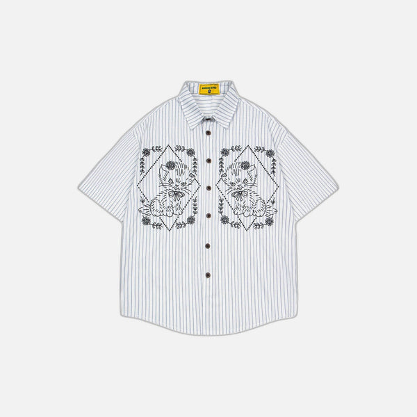 Lion Embroidered Casual Summer Shirt
